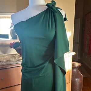 Chic One-Shoulder Green Dress